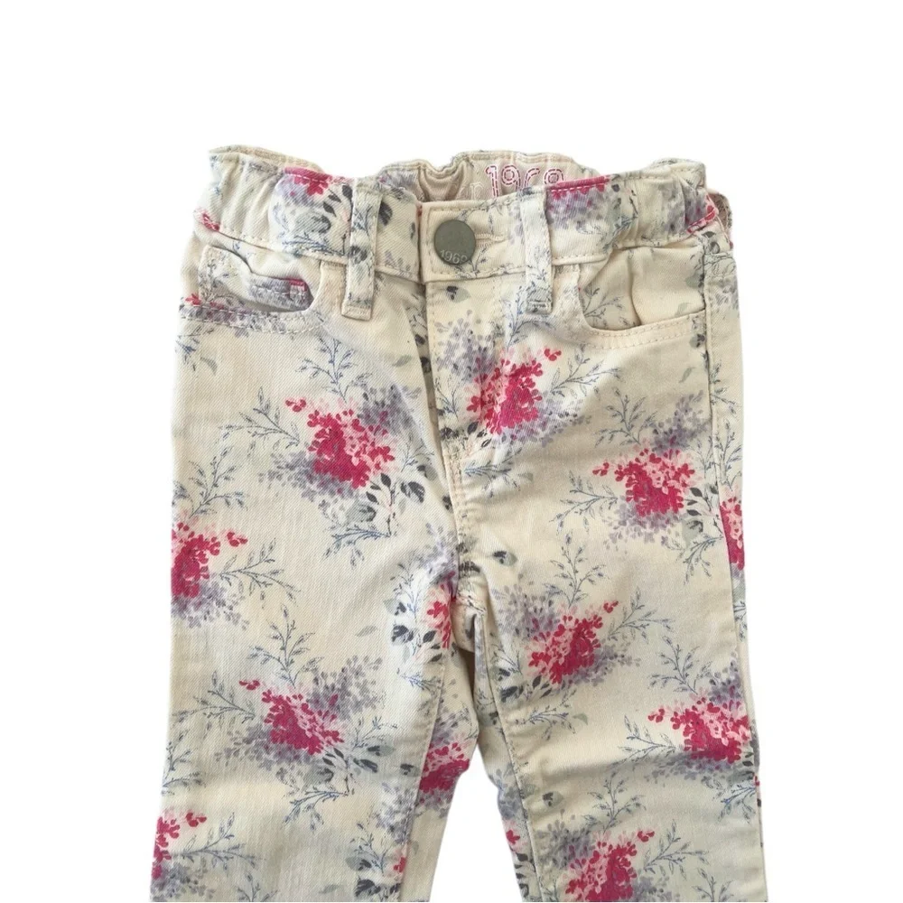 Baby GAP 1969 Romantic Floral Super Skinny Jeans - Cream & Pink | Girls 3T